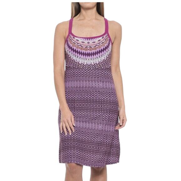 Prana Womens Cora Ikat Tank Dress Violet Sol Purple Built In Bra A-Line Size XS - Picture 1 of 11